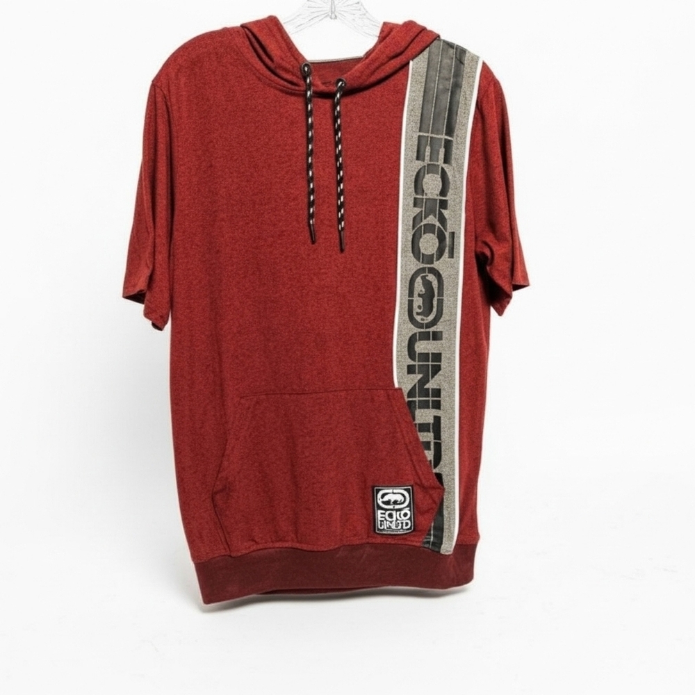 Ecko Unlimited Burgundy Short Sleeve Hoodie
